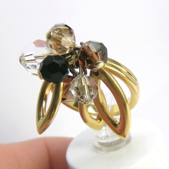 SWAROVSKI Gold over Sterling Silver Dangle Ring - Picture 7 of 9